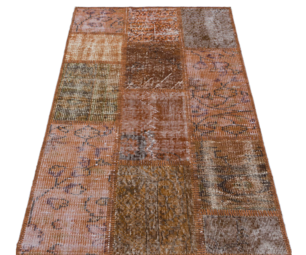 Brown Over Dyed Patchwork Unique Rug 2&#39;7&#39;&#39; x 4&#39;11&#39;&#39; ft 80 x 150 cm