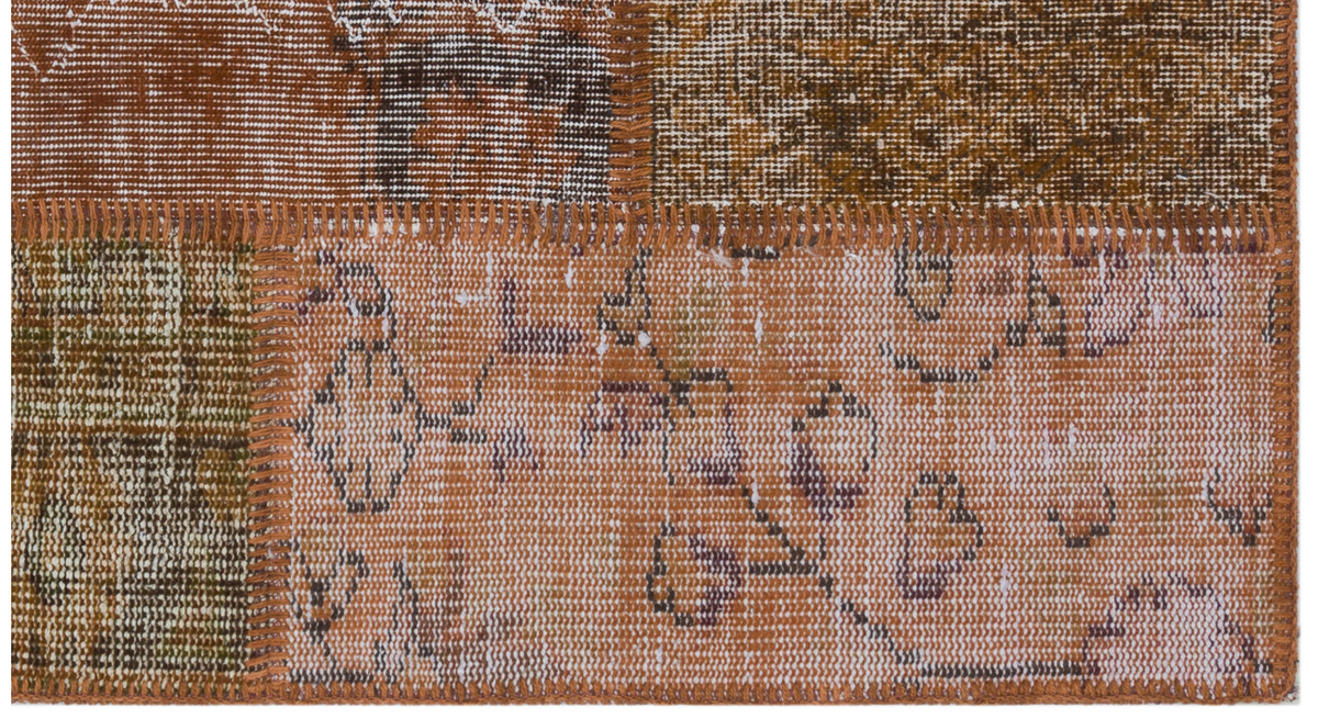 Brown Over Dyed Patchwork Unique Rug 2&#39;7&#39;&#39; x 4&#39;11&#39;&#39; ft 80 x 150 cm