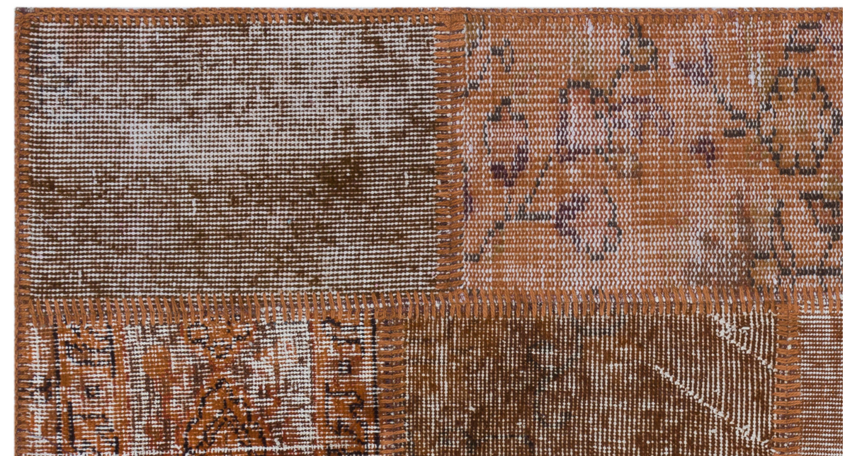 Brown Over Dyed Patchwork Unique Rug 2&#39;7&#39;&#39; x 4&#39;11&#39;&#39; ft 80 x 150 cm