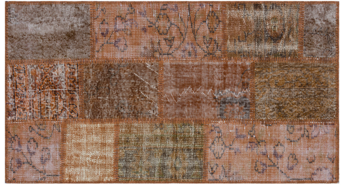 Brown Over Dyed Patchwork Unique Rug 2&#39;7&#39;&#39; x 4&#39;11&#39;&#39; ft 80 x 150 cm