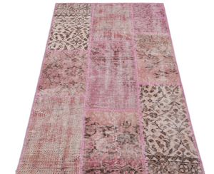 Pink Over Dyed Patchwork Unique Rug 2'7'' x 4'11'' ft 80 x 150 cm