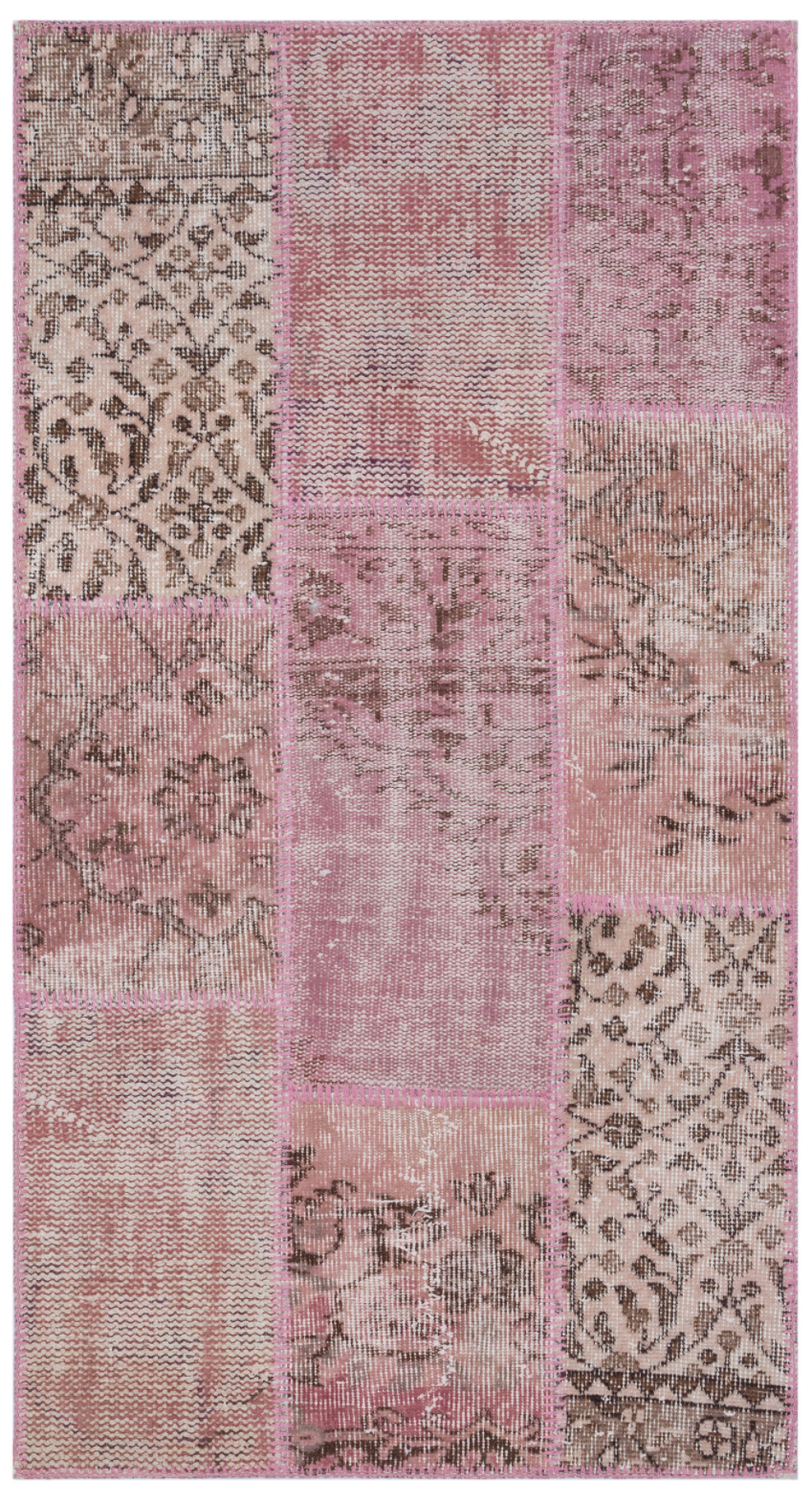 Pink Over Dyed Patchwork Unique Rug 2'7'' x 4'11'' ft 80 x 150 cm
