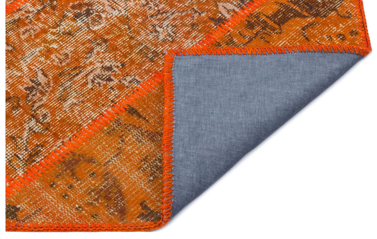 Orange Over Dyed Patchwork Unique Rug 2&#39;7&#39;&#39; x 4&#39;11&#39;&#39; ft 80 x 150 cm