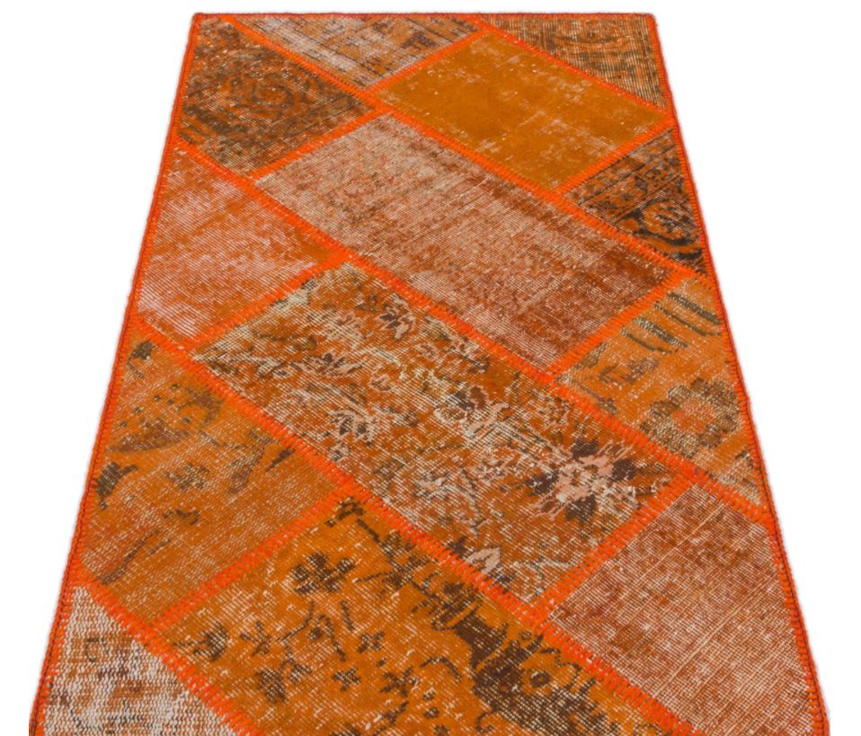 Orange Over Dyed Patchwork Unique Rug 2&#39;7&#39;&#39; x 4&#39;11&#39;&#39; ft 80 x 150 cm