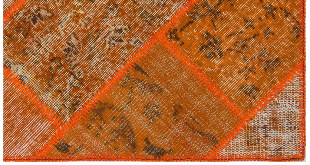 Orange Over Dyed Patchwork Unique Rug 2'7'' x 4'11'' ft 80 x 150 cm