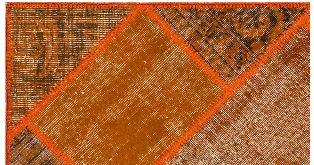 Orange Over Dyed Patchwork Unique Rug 2'7'' x 4'11'' ft 80 x 150 cm