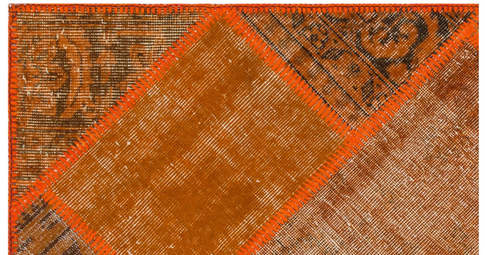Orange Over Dyed Patchwork Unique Rug 2'7'' x 4'11'' ft 80 x 150 cm ...