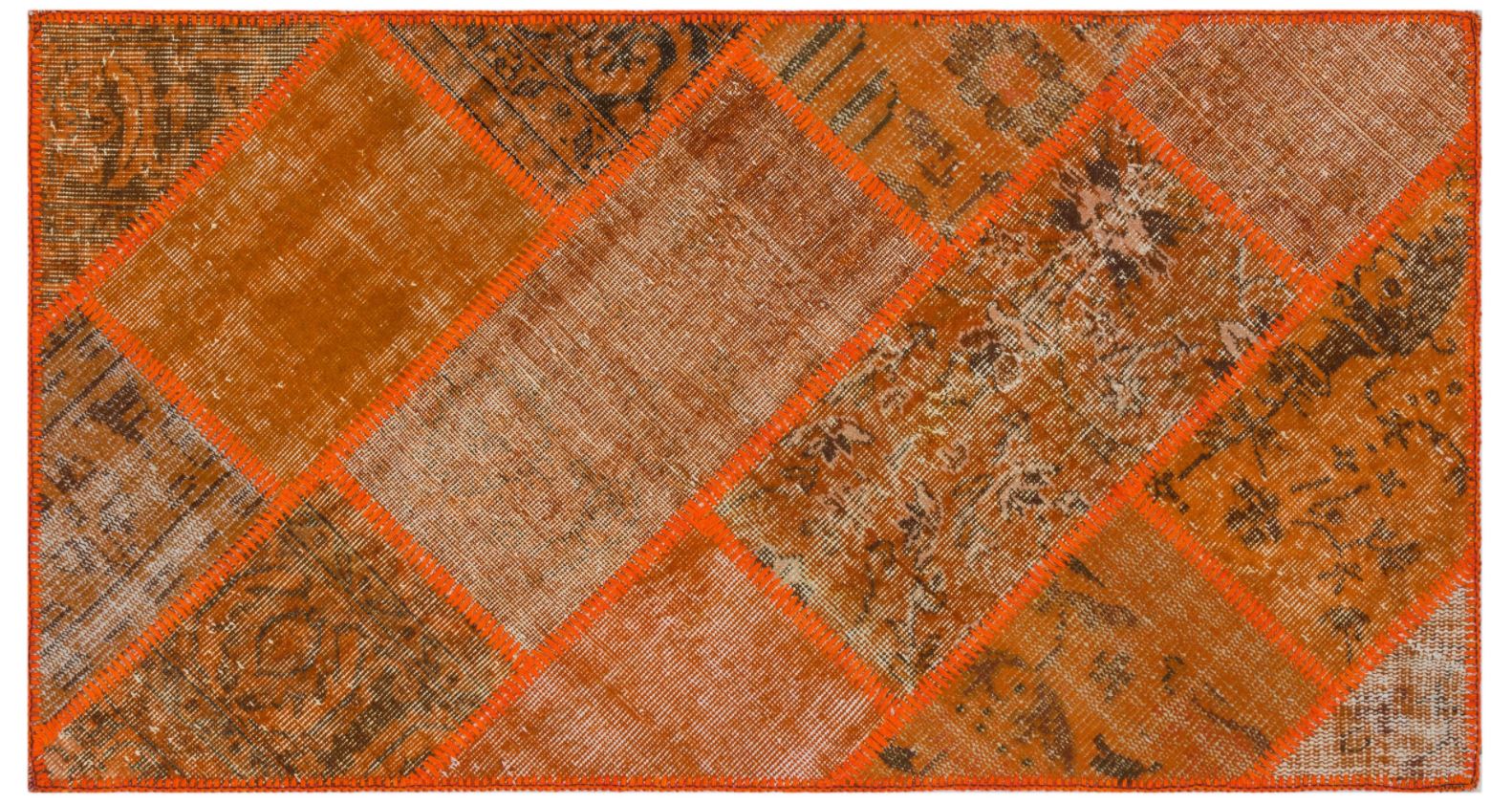 Orange Over Dyed Patchwork Unique Rug 2'7'' x 4'11'' ft 80 x 150 cm ...
