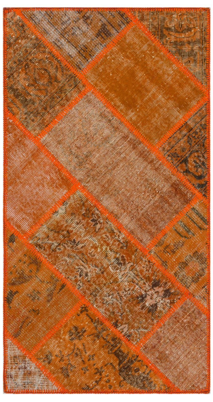 Orange Over Dyed Patchwork Unique Rug 2&#39;7&#39;&#39; x 4&#39;11&#39;&#39; ft 80 x 150 cm