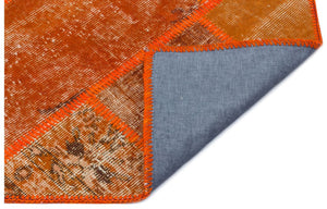 Orange Over Dyed Patchwork Unique Rug 2'7'' x 4'11'' ft 80 x 150 cm