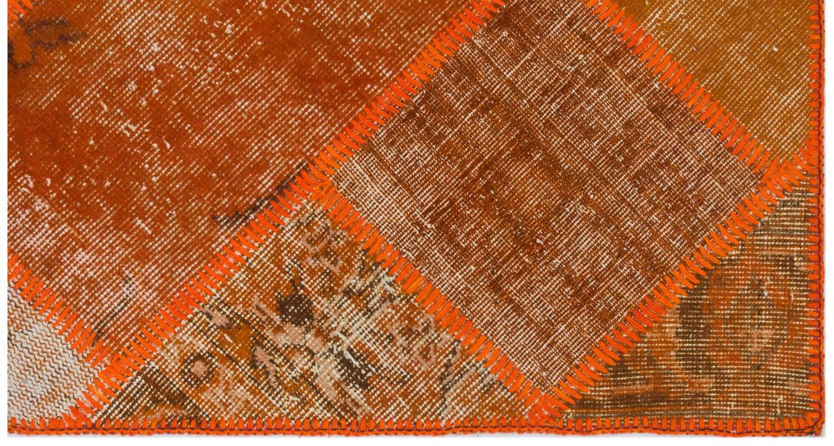 Orange Over Dyed Patchwork Unique Rug 2&#39;7&#39;&#39; x 4&#39;11&#39;&#39; ft 80 x 150 cm