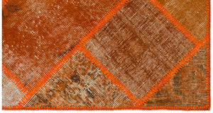 Orange Over Dyed Patchwork Unique Rug 2'7'' x 4'11'' ft 80 x 150 cm