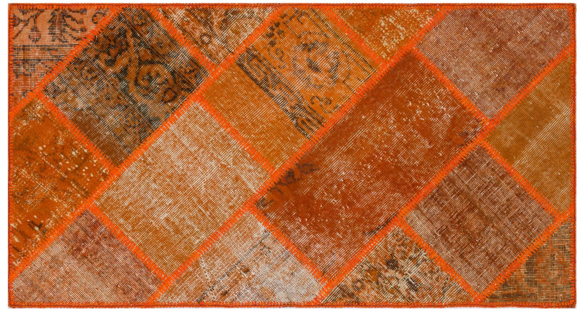 Orange Over Dyed Patchwork Unique Rug 2&#39;7&#39;&#39; x 4&#39;11&#39;&#39; ft 80 x 150 cm