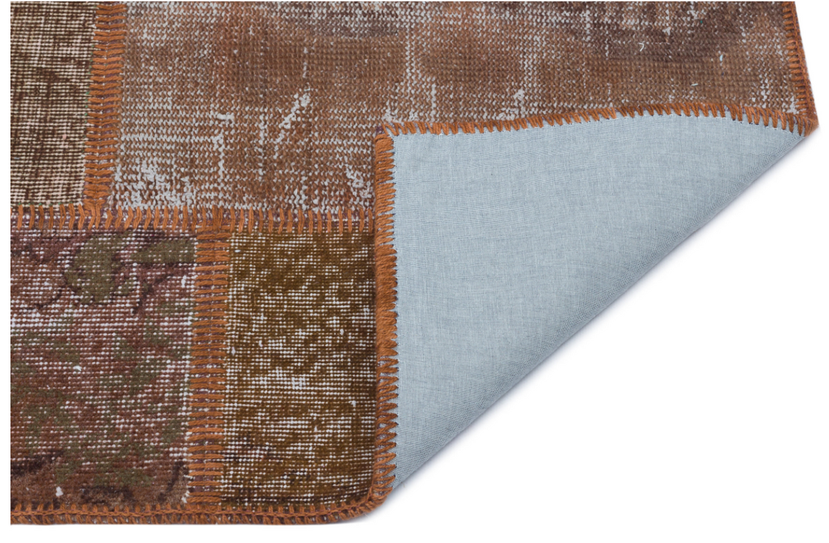 Brown Over Dyed Patchwork Unique Rug 2&#39;7&#39;&#39; x 4&#39;11&#39;&#39; ft 80 x 150 cm