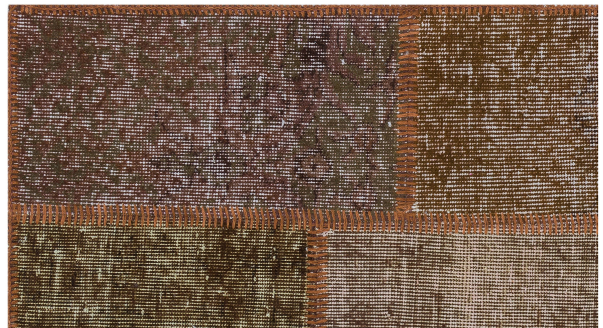Brown Over Dyed Patchwork Unique Rug 2&#39;7&#39;&#39; x 4&#39;11&#39;&#39; ft 80 x 150 cm