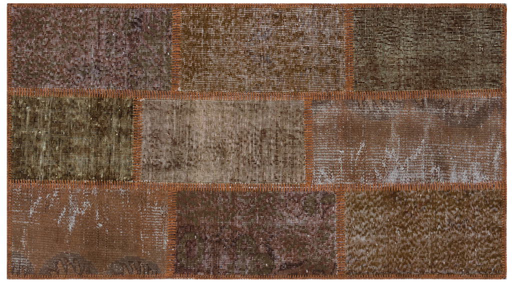 Brown Over Dyed Patchwork Unique Rug 2'7'' x 4'11'' ft 80 x 150 cm