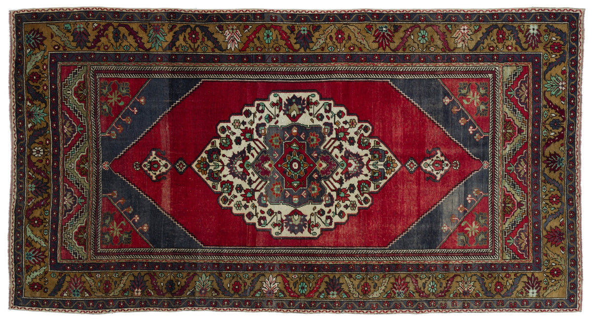 Natural Anatolium Turkish Vintage Rug 5&#39;1&#39;&#39; x 9&#39;8&#39;&#39; ft 155 x 295 cm