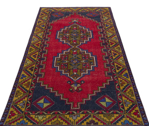Natural Anatolium Turkish Vintage Rug 3'8'' x 7'3'' ft 113 x 222 cm