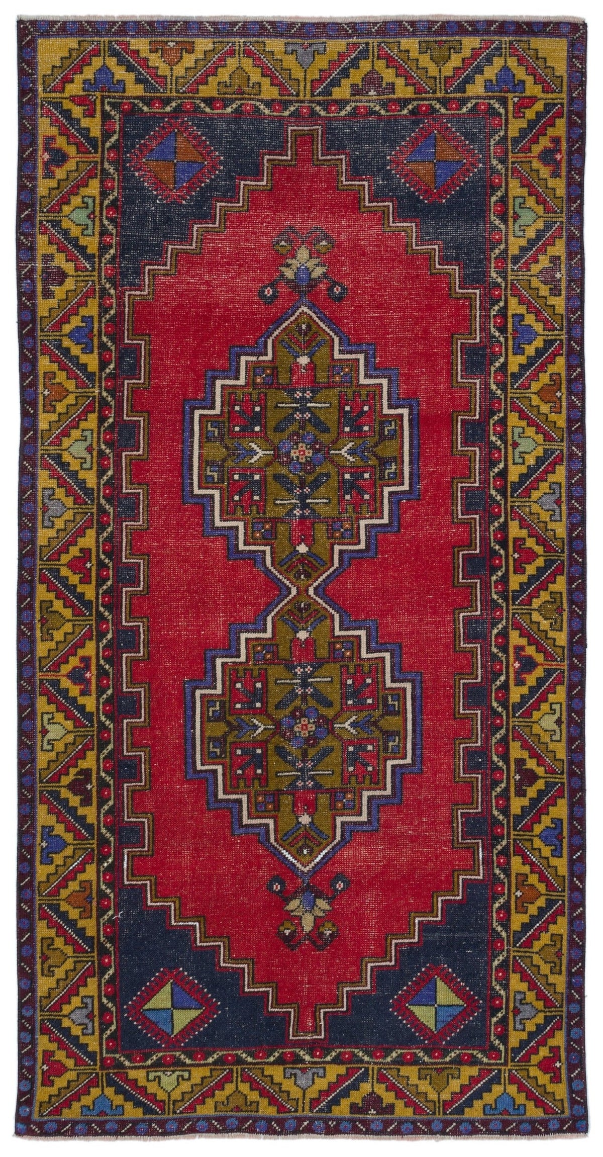 Natural Anatolium Turkish Vintage Rug 3&#39;8&#39;&#39; x 7&#39;3&#39;&#39; ft 113 x 222 cm