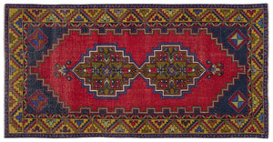 Natural Anatolium Turkish Vintage Rug 3'8'' x 7'3'' ft 113 x 222 cm