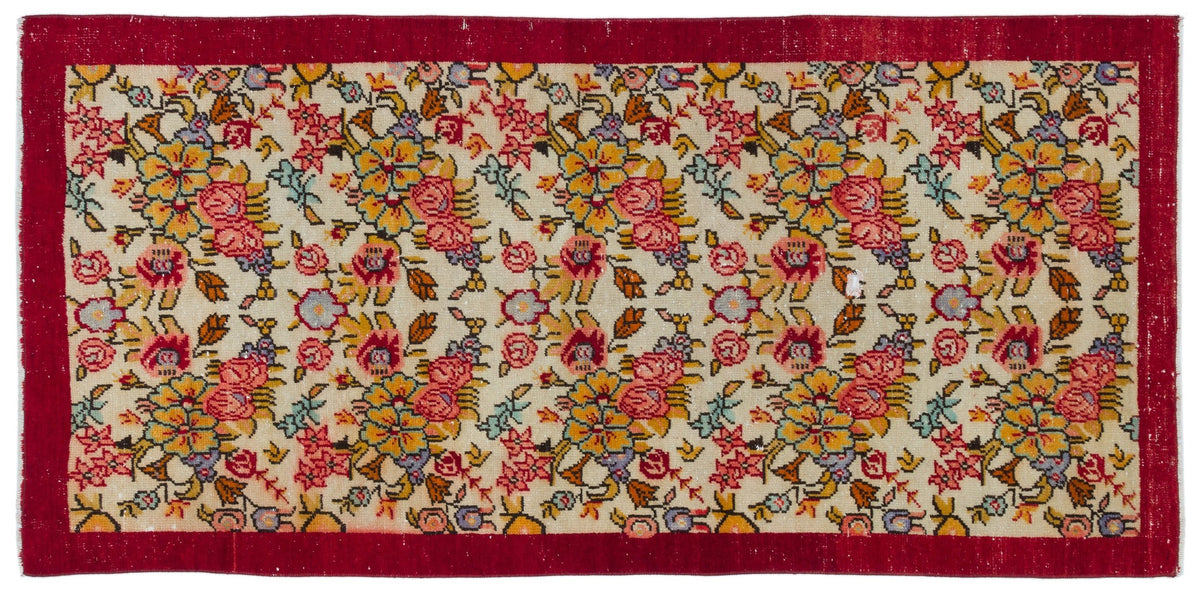 Natural Anatolium Turkish Vintage Runner 3&#39;3&#39;&#39; x 6&#39;6&#39;&#39; ft 98 x 198 cm