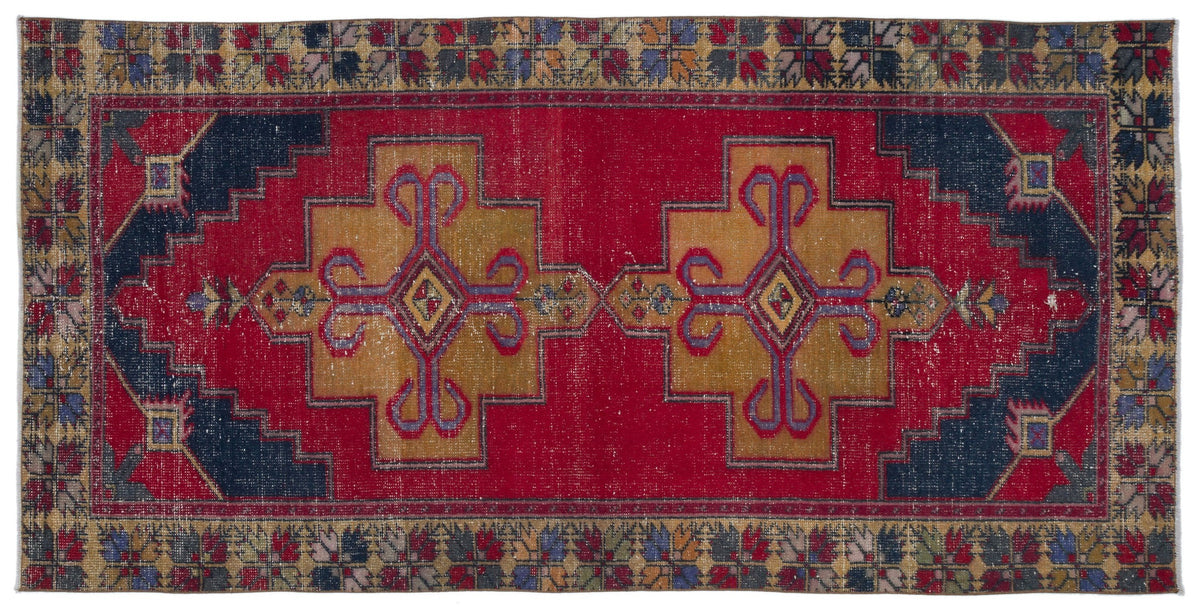 Natural Anatolium Turkish Vintage Rug 4&#39;1&#39;&#39; x 8&#39;2&#39;&#39; ft 125 x 250 cm