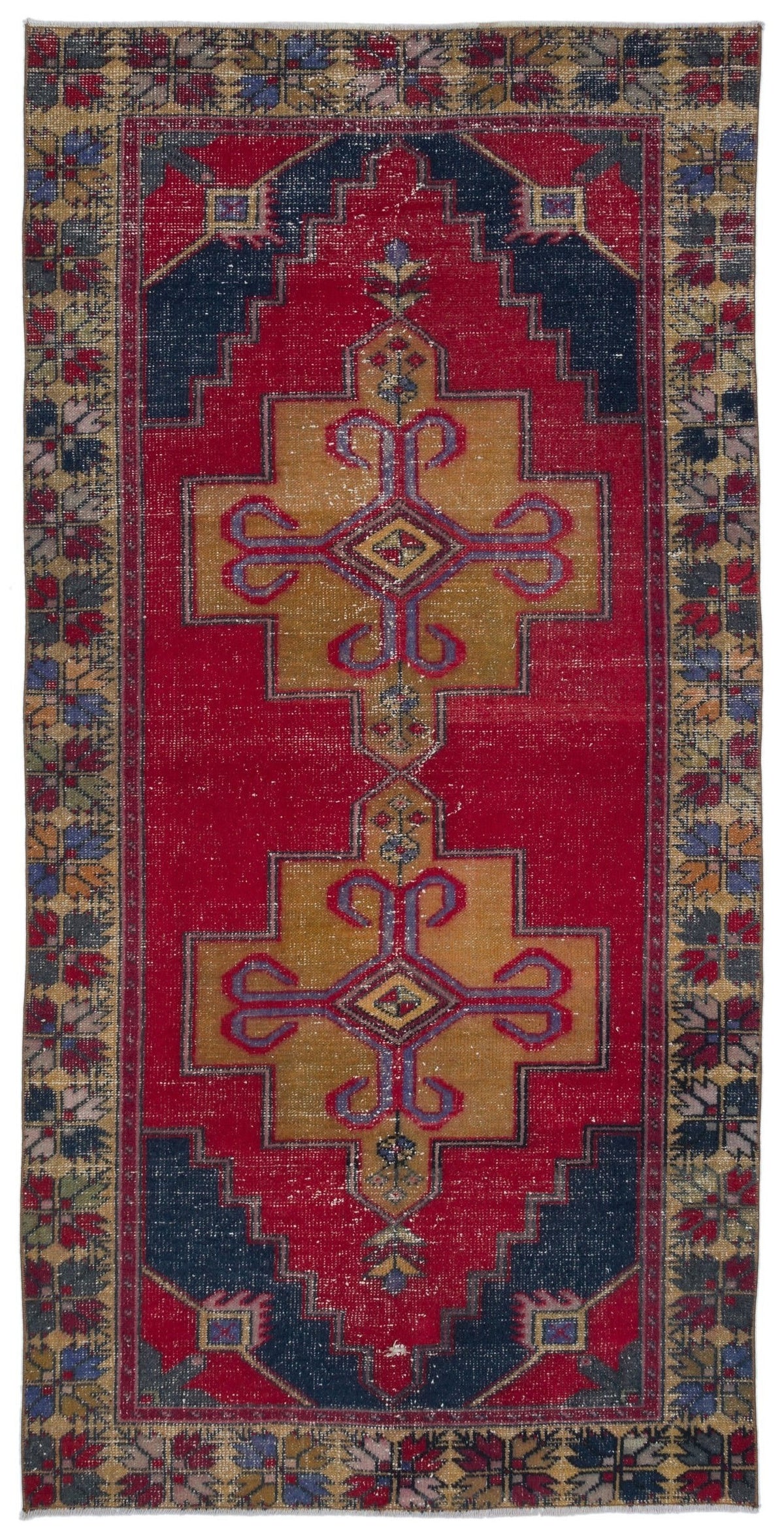 Natural Anatolium Turkish Vintage Rug 4&#39;1&#39;&#39; x 8&#39;2&#39;&#39; ft 125 x 250 cm