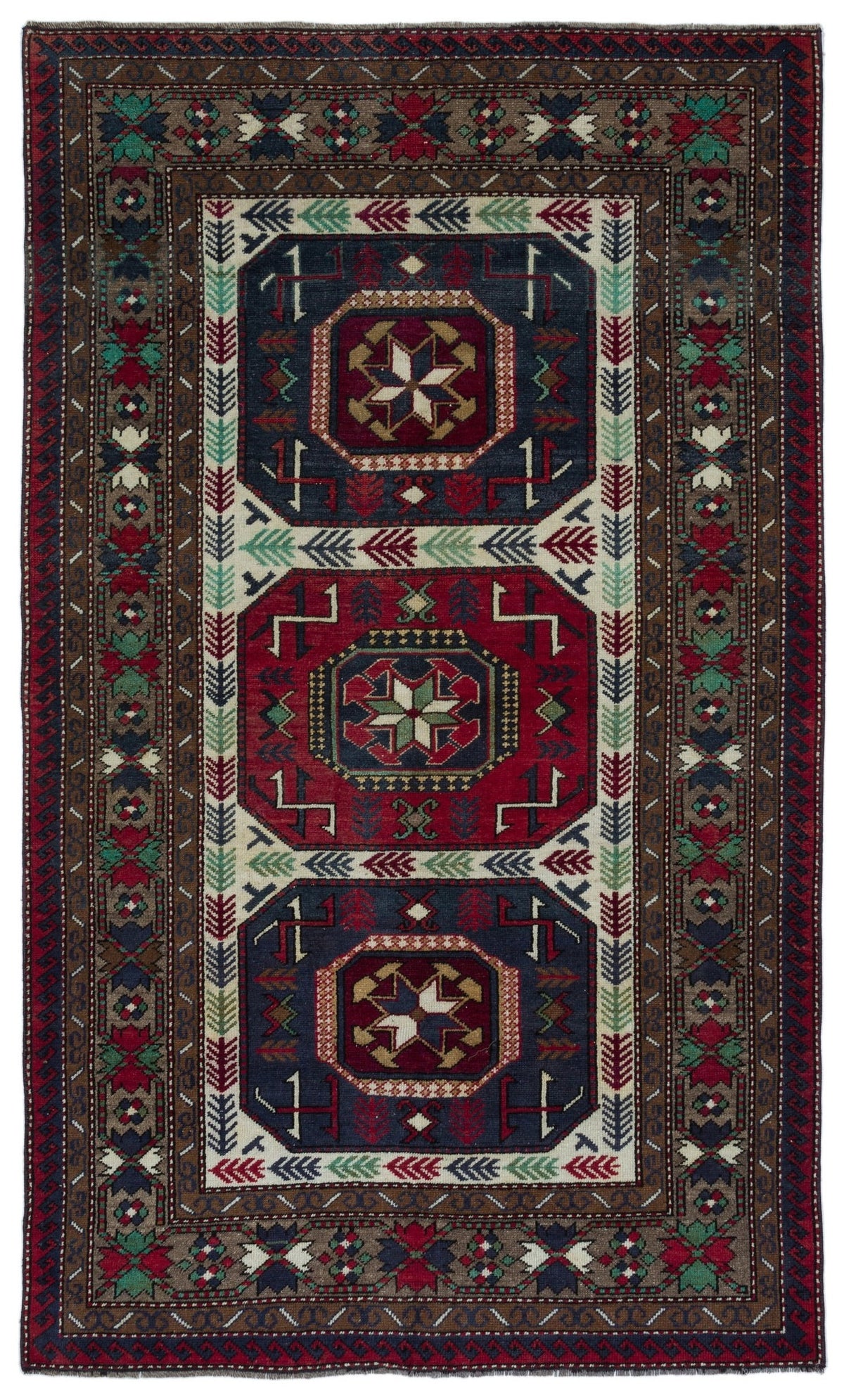 Natural Anatolium Turkish Vintage Rug 4&#39;6&#39;&#39; x 7&#39;7&#39;&#39; ft 137 x 230 cm