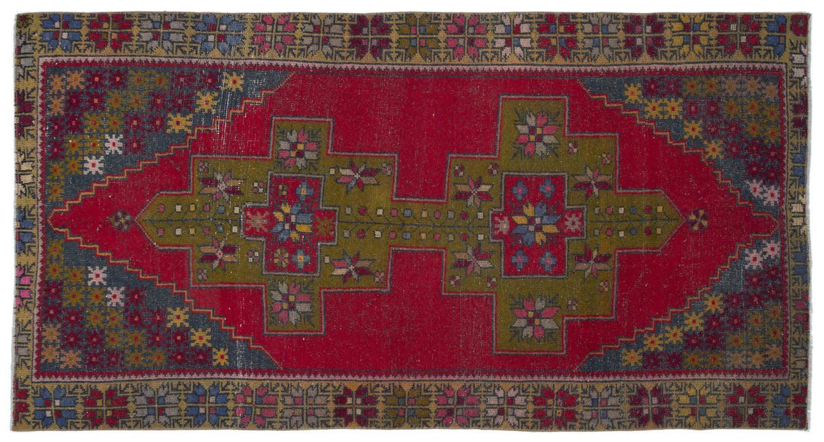 Natural Anatolium Turkish Vintage Rug 4&#39;1&#39;&#39; x 7&#39;10&#39;&#39; ft 124 x 238 cm