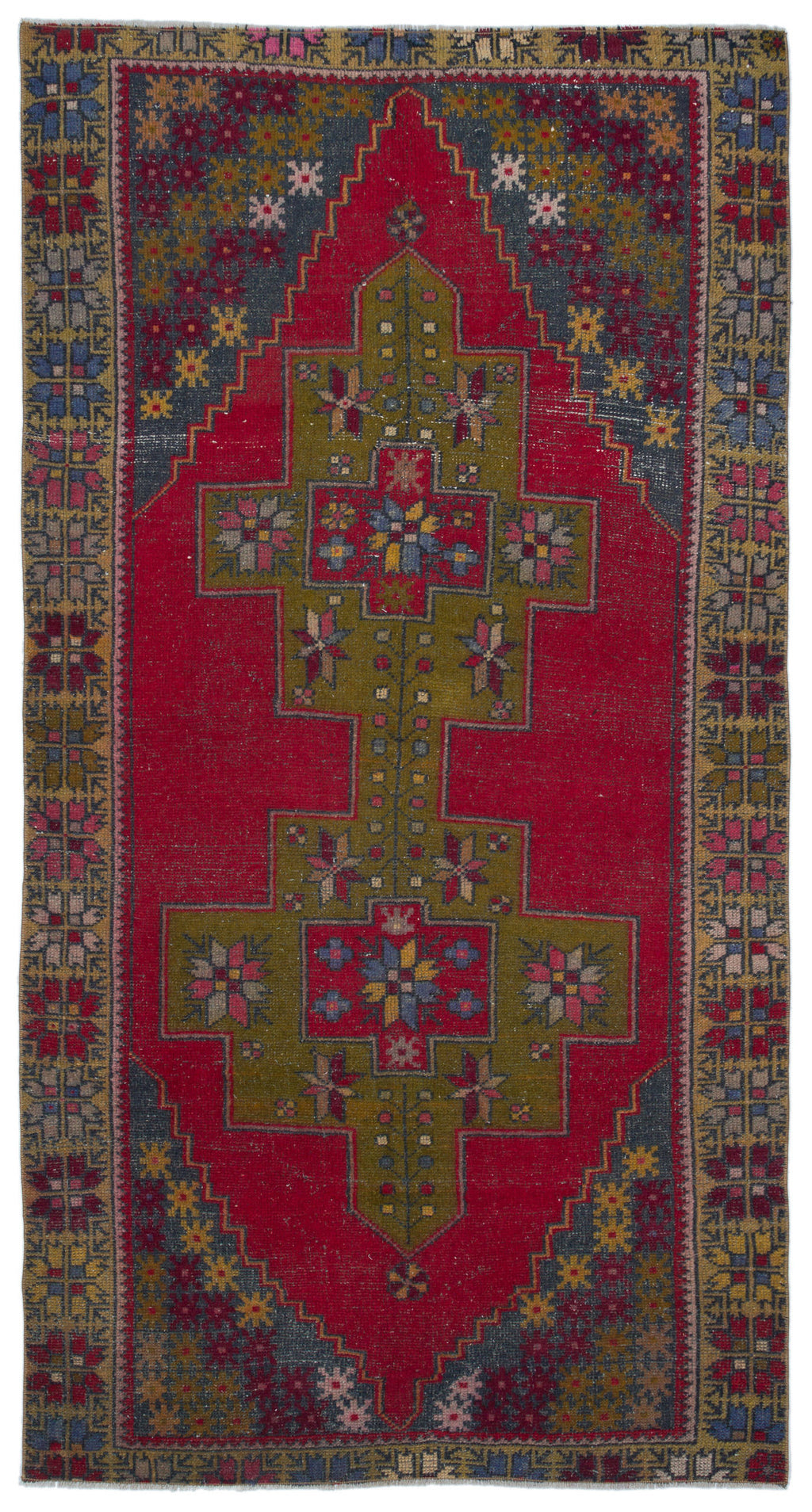 Natural Anatolium Turkish Vintage Rug 4'1'' x 7'10'' ft 124 x 238 cm