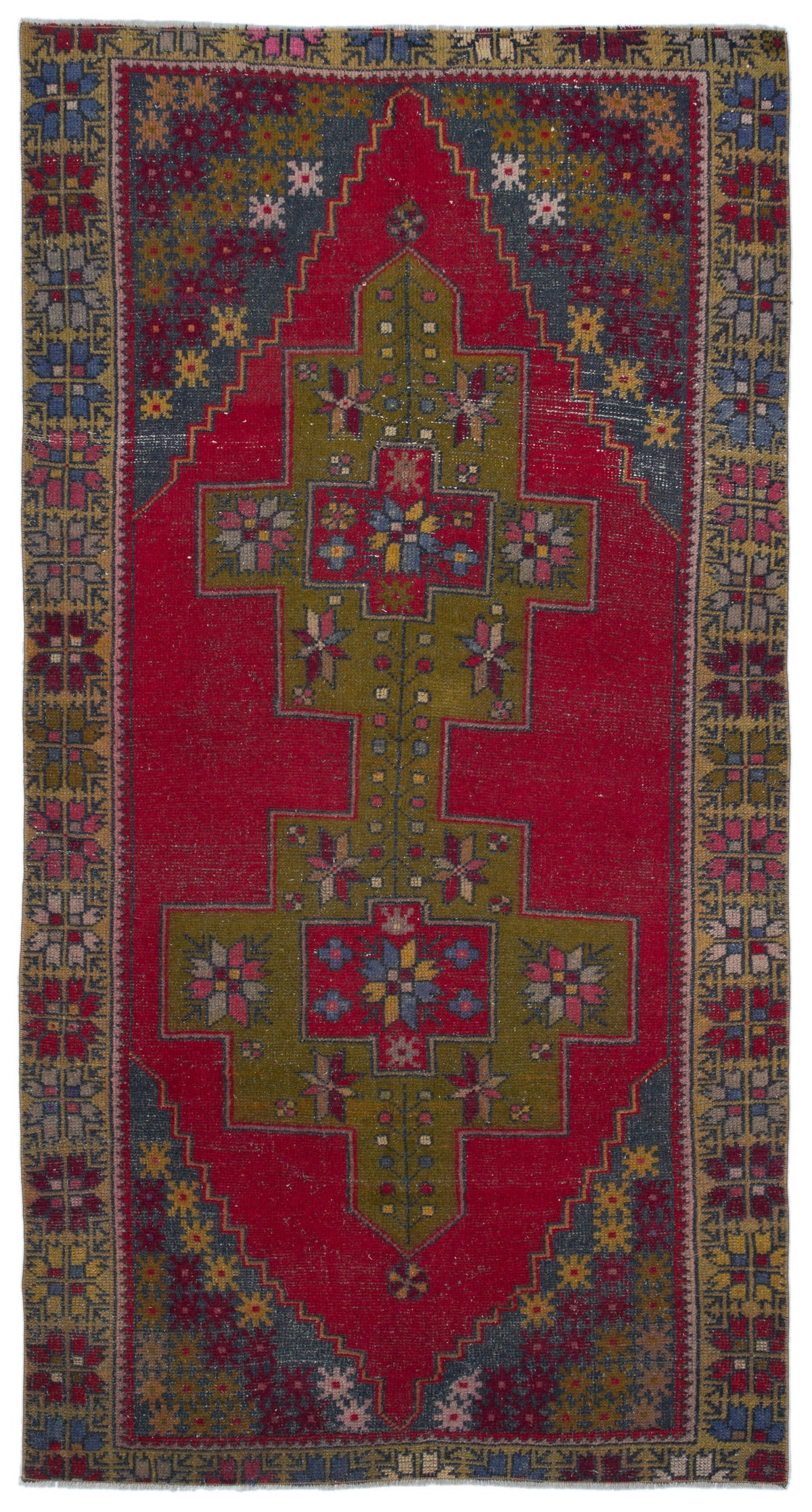 Natural Anatolium Turkish Vintage Rug 4&#39;1&#39;&#39; x 7&#39;10&#39;&#39; ft 124 x 238 cm