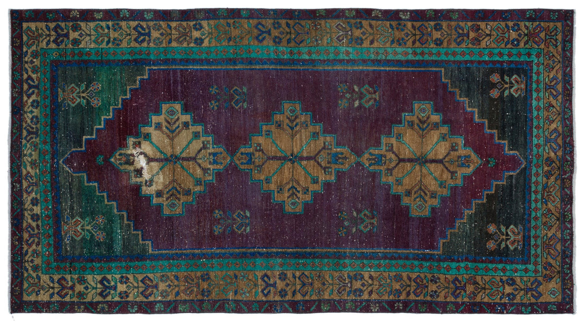 Natural Anatolium Turkish Vintage Rug 4&#39;4&#39;&#39; x 8&#39;2&#39;&#39; ft 133 x 248 cm