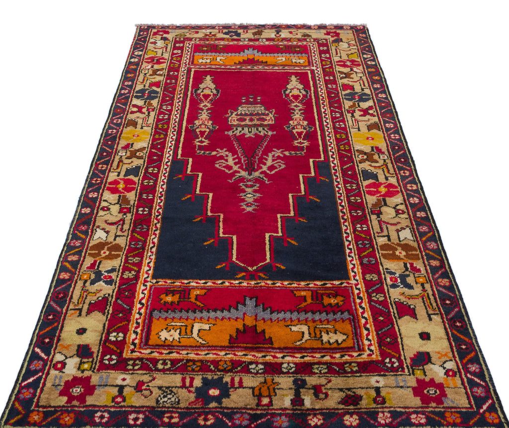 Natural Anatolium Turkish Vintage Rug 3'11'' x 7'8'' ft 120 x 234 cm