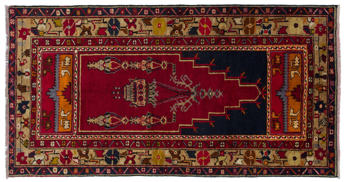 Natural Anatolium Turkish Vintage Rug 3&#39;11&#39;&#39; x 7&#39;8&#39;&#39; ft 120 x 234 cm