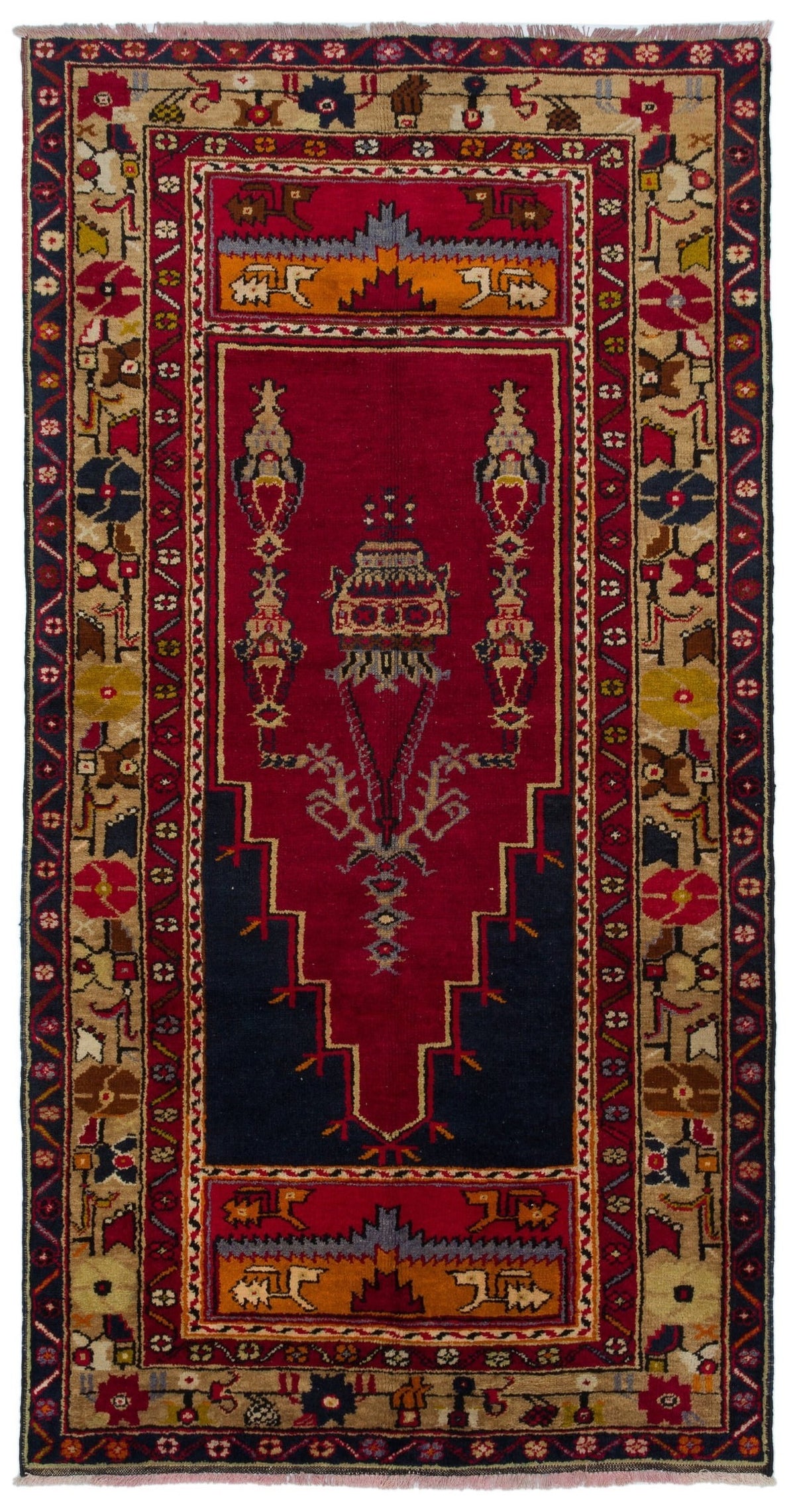 Natural Anatolium Turkish Vintage Rug 3&#39;11&#39;&#39; x 7&#39;8&#39;&#39; ft 120 x 234 cm