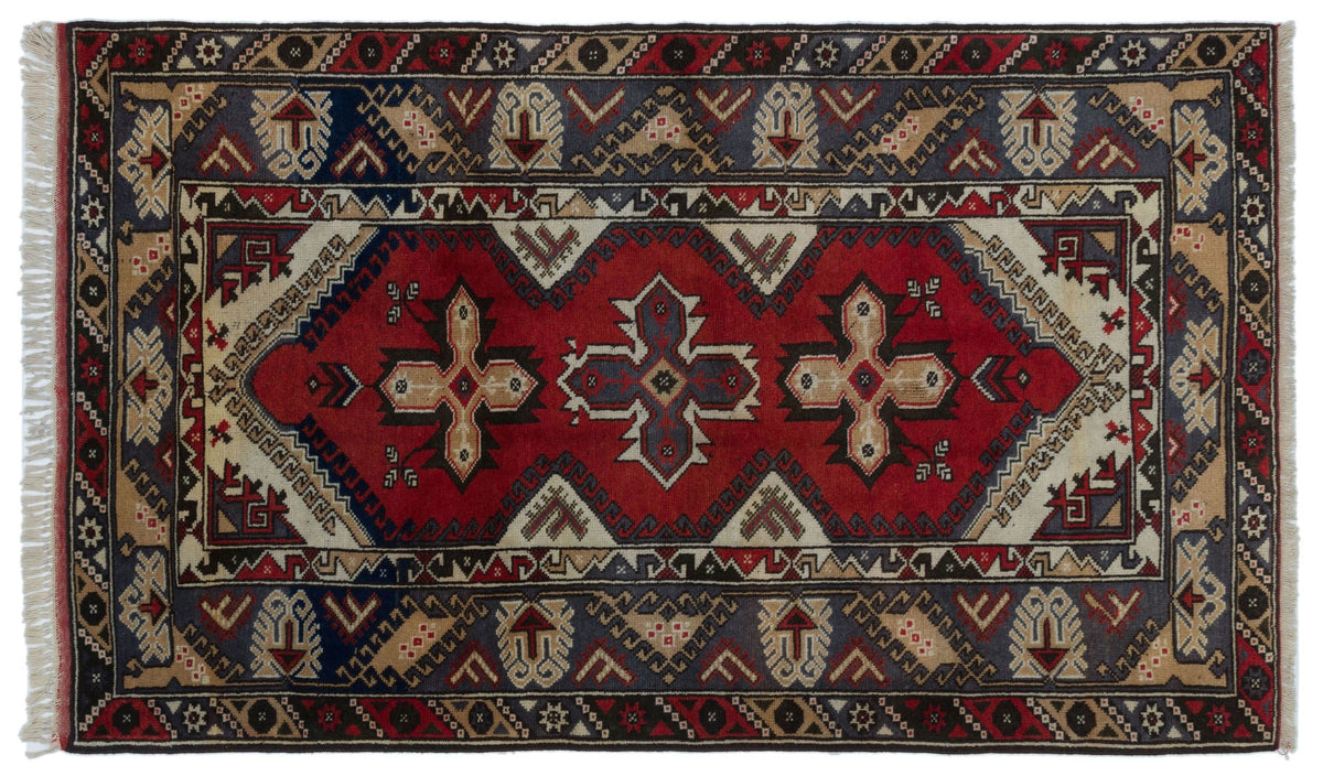 Natural Anatolium Turkish Vintage Rug 3&#39;11&#39;&#39; x 6&#39;7&#39;&#39; ft 120 x 200 cm