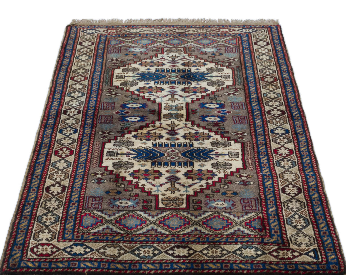 Natural Anatolium Turkish Vintage Rug 3&#39;4&#39;&#39; x 4&#39;9&#39;&#39; ft 102 x 145 cm