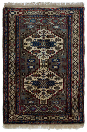 Natural Anatolium Turkish Vintage Rug 3'4'' x 4'9'' ft 102 x 145 cm