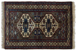 Natural Anatolium Turkish Vintage Rug 3'4'' x 4'9'' ft 102 x 145 cm