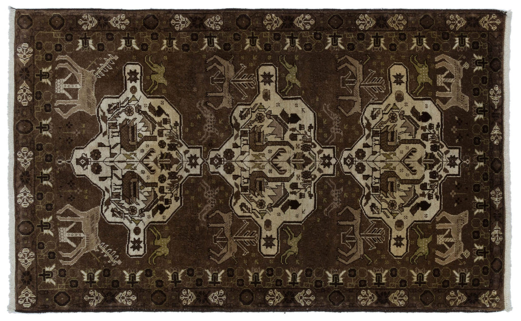 Natural Anatolium Turkish Vintage Rug 3'11'' x 6'5'' ft 119 x 195 cm