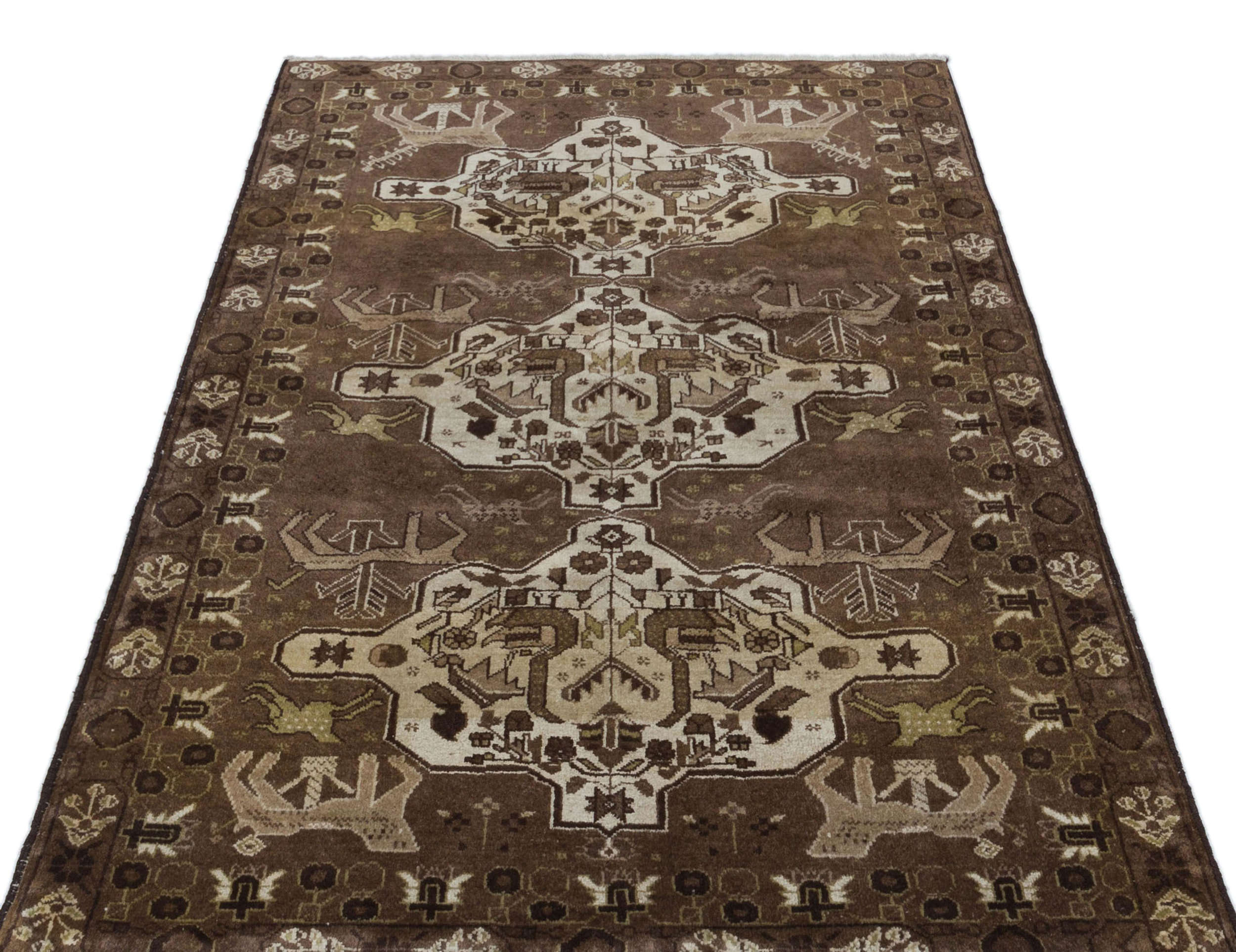 Natural Anatolium Turkish Vintage Rug 3'11'' x 6'5'' ft 119 x 195 cm