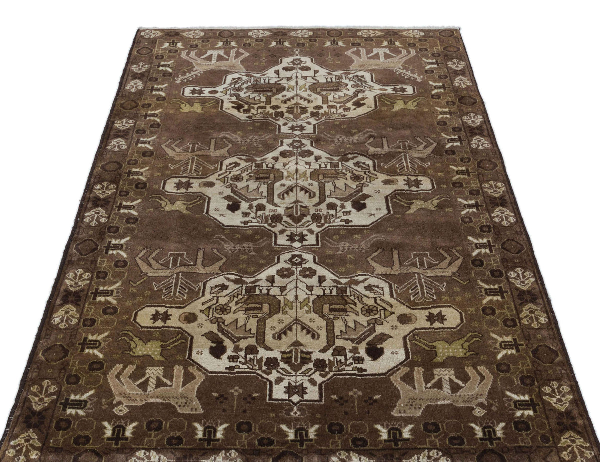 Natural Anatolium Turkish Vintage Rug 3&#39;11&#39;&#39; x 6&#39;5&#39;&#39; ft 119 x 195 cm
