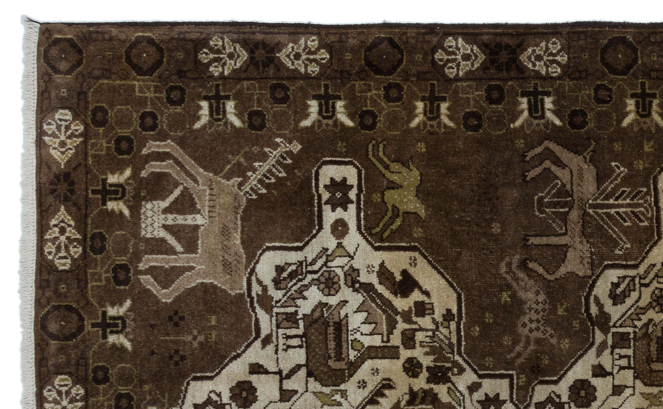 Natural Anatolium Turkish Vintage Rug 3'11'' x 6'5'' ft 119 x 195 cm