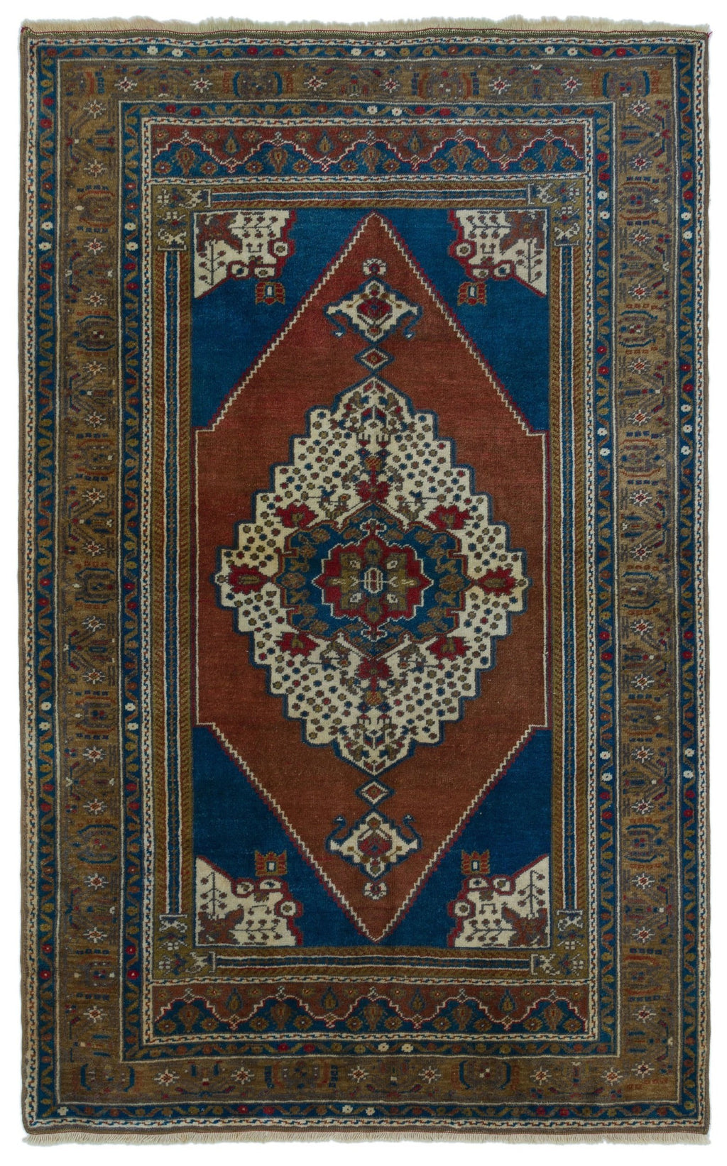 Natural Anatolium Turkish Vintage Rug 4'3'' x 6'11'' ft 130 x 212 cm