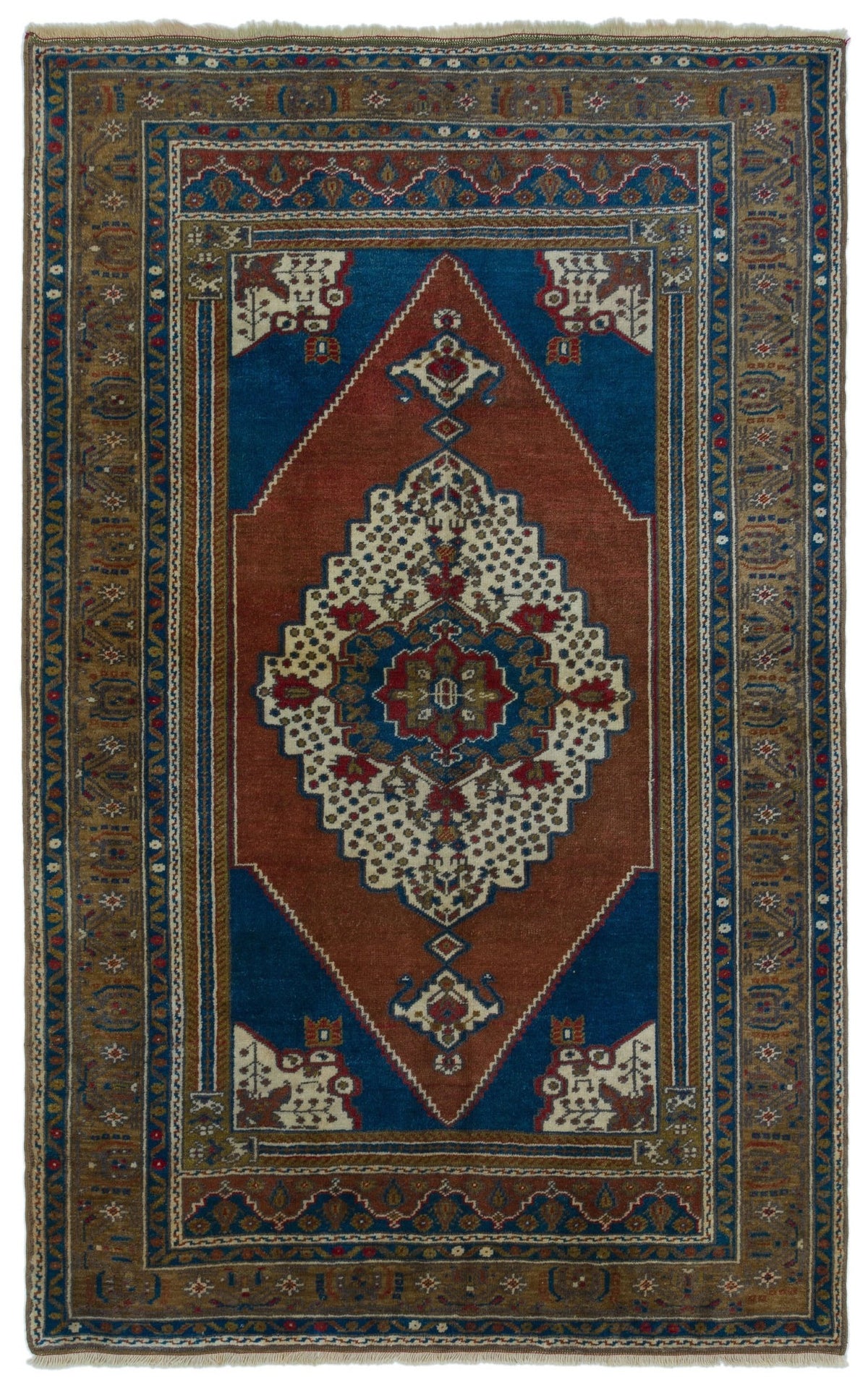 Natural Anatolium Turkish Vintage Rug 4&#39;3&#39;&#39; x 6&#39;11&#39;&#39; ft 130 x 212 cm