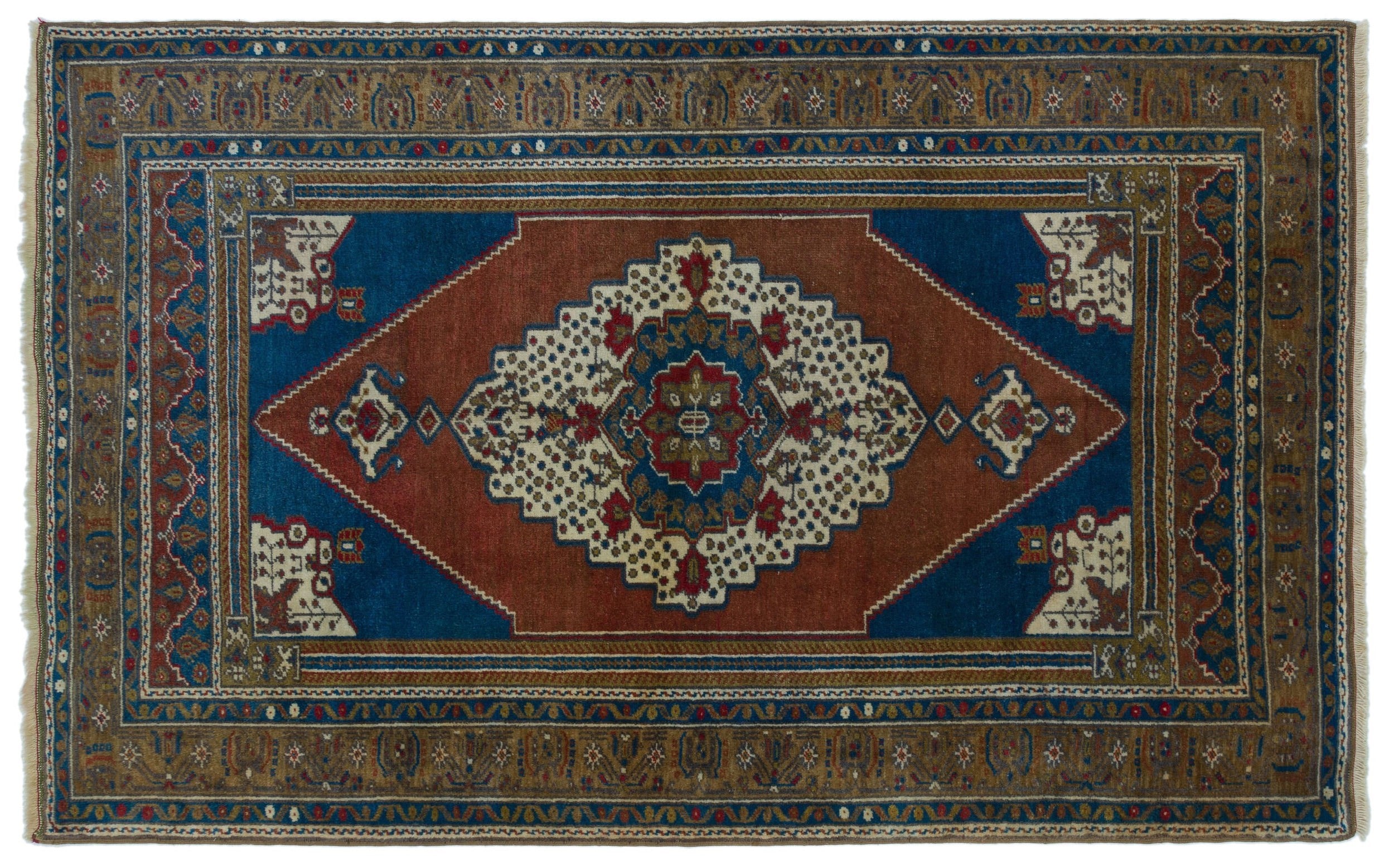 Natural Anatolium Turkish Vintage Rug 4'3'' x 6'11'' ft 130 x 212 cm