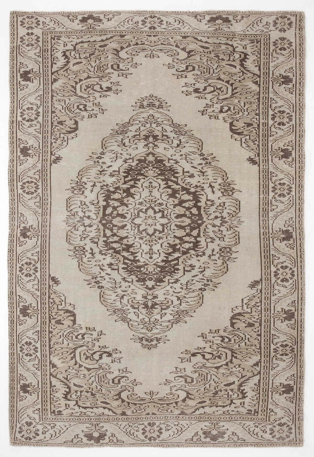 Beige Over Dyed Vintage Rug 5&#39;11&#39;&#39; x 8&#39;9&#39;&#39; ft 181 x 266 cm
