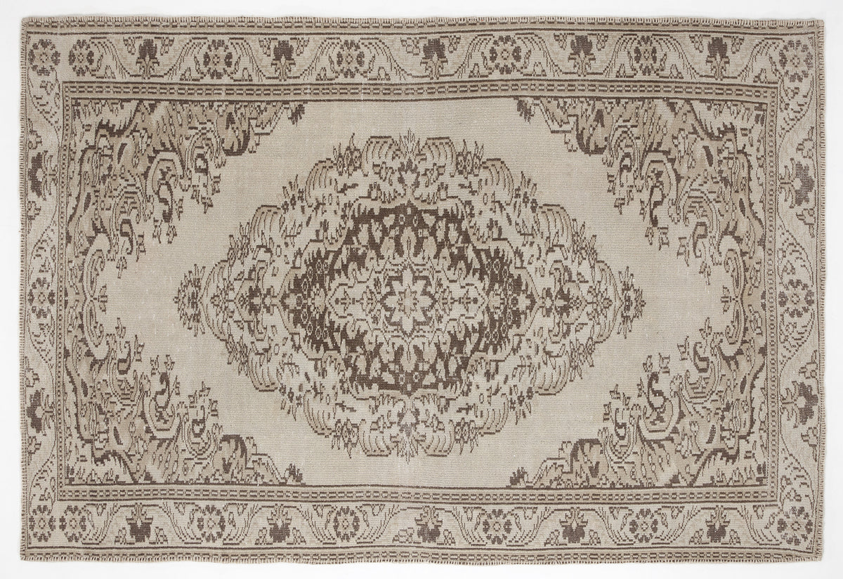 Beige Over Dyed Vintage Rug 5&#39;11&#39;&#39; x 8&#39;9&#39;&#39; ft 181 x 266 cm