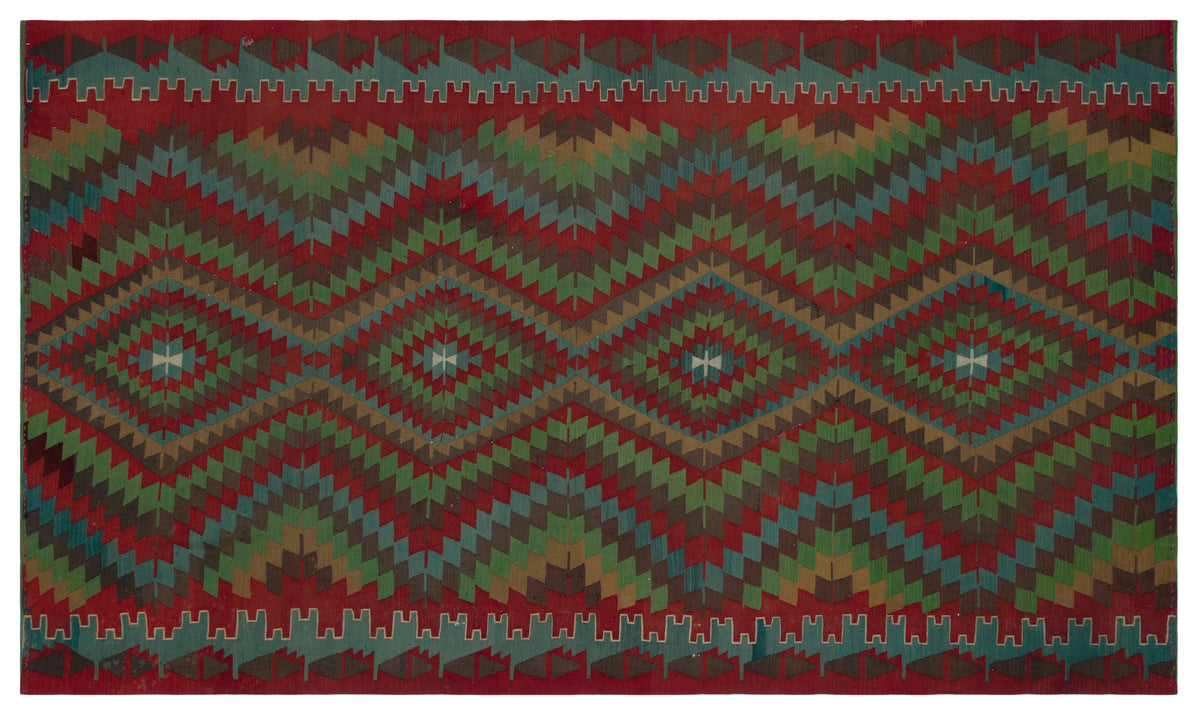 Geometric Over Dyed Kilim Rug 5&#39;10&#39;&#39; x 10&#39;0&#39;&#39; ft 178 x 306 cm
