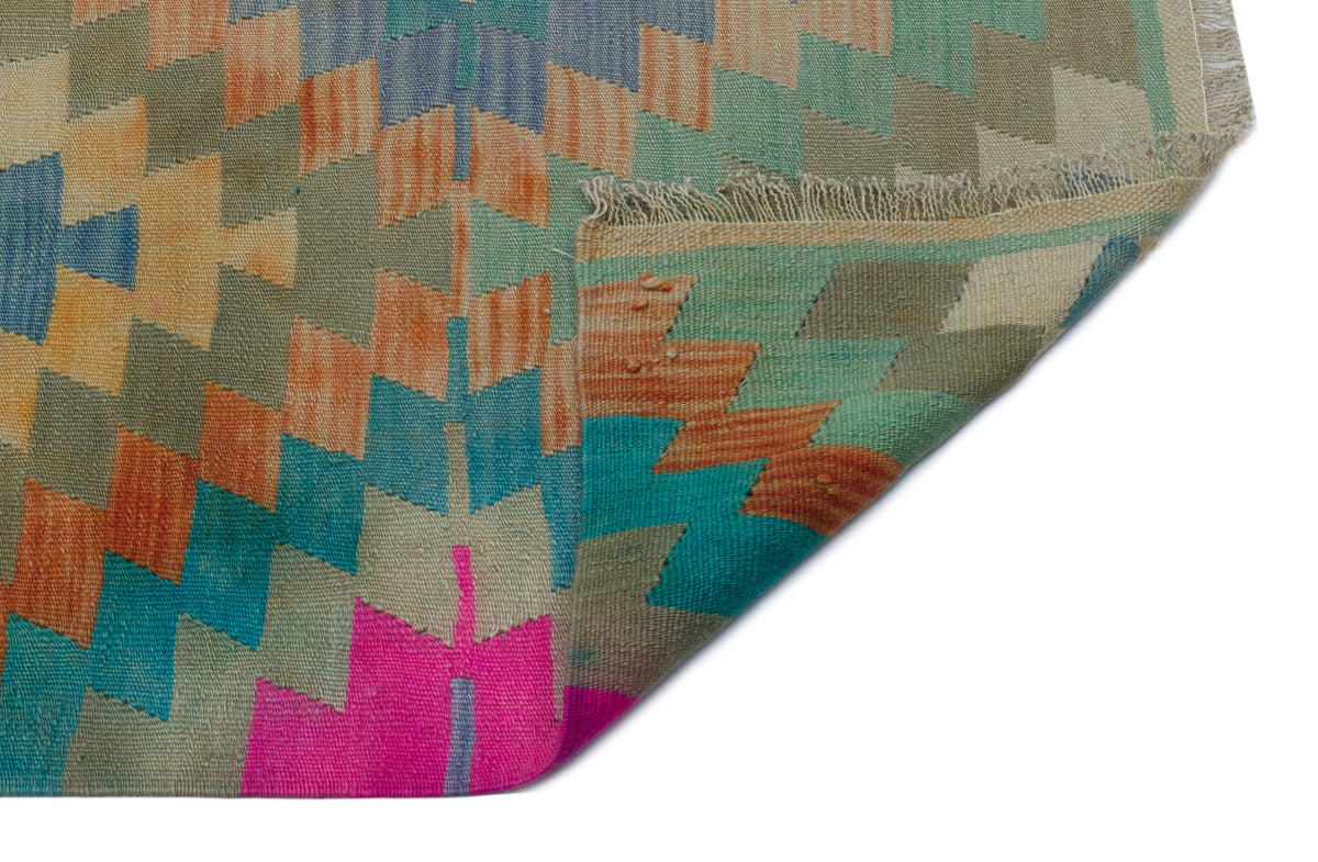 Geometric Over Dyed Kilim Rug 4&#39;4&#39;&#39; x 9&#39;2&#39;&#39; ft 131 x 280 cm